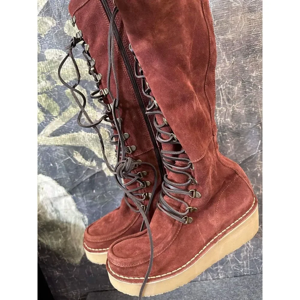 Free People Ava Tall Lace Up Boots Size 37